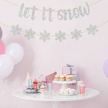 Let it Snow Snowflake/ Winter Theme/ Merry/ Party Decor Supplies/ Silver Glitter - Plateado - Ver 7