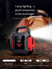 Portable Car Jump Starter With Air Compressor, Emergency LED Light And Power Bank, Fast Charging For Phones, Cars, Trucks, Vehicles, Car Battery Charger, Stylish Battery Pack, Advanced Features, Compact Car Battery Booster, Essential Outdoor Inflator Pump