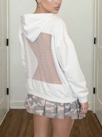 DOUCIU Hanorac cu glugă de culoare solidă, transparent, elegant, casual, stradă