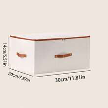 2pcs/1pc Dustproof Storage Box With Lid Large Capacity Foldable Clothes Storage Box Double Thickness Moisture-Proof Storage Box, Under-Bed Storage - Beige - View 12