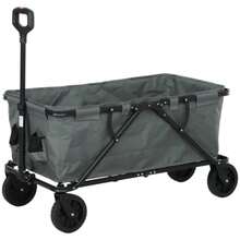 Outsunny Garden Cart, 120 Kg Load Capacity, Foldable Transport Cart With Removable Cover, 160 Litres, Dark Grey - Dark Grey - View 9