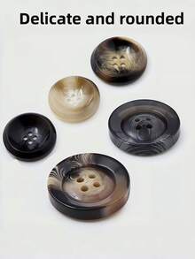 10颗/套。复古树脂纽扣，适用于外套、毛衣和西装外套 - 双面设计，混色工艺，缝纫配件。高端圆领风衣/夹克。四孔纽扣。仿水果纽扣。 - 彩色 - 查看 3