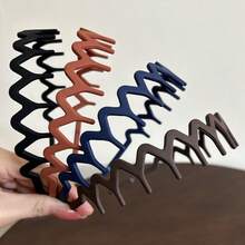 2条锯齿波浪发箍，女士高冠波浪发箍，防滑发夹，发型配饰，发带，发圈，简约防滑设计，男女通用，护发发带发圈 - 彩色 - 查看 9