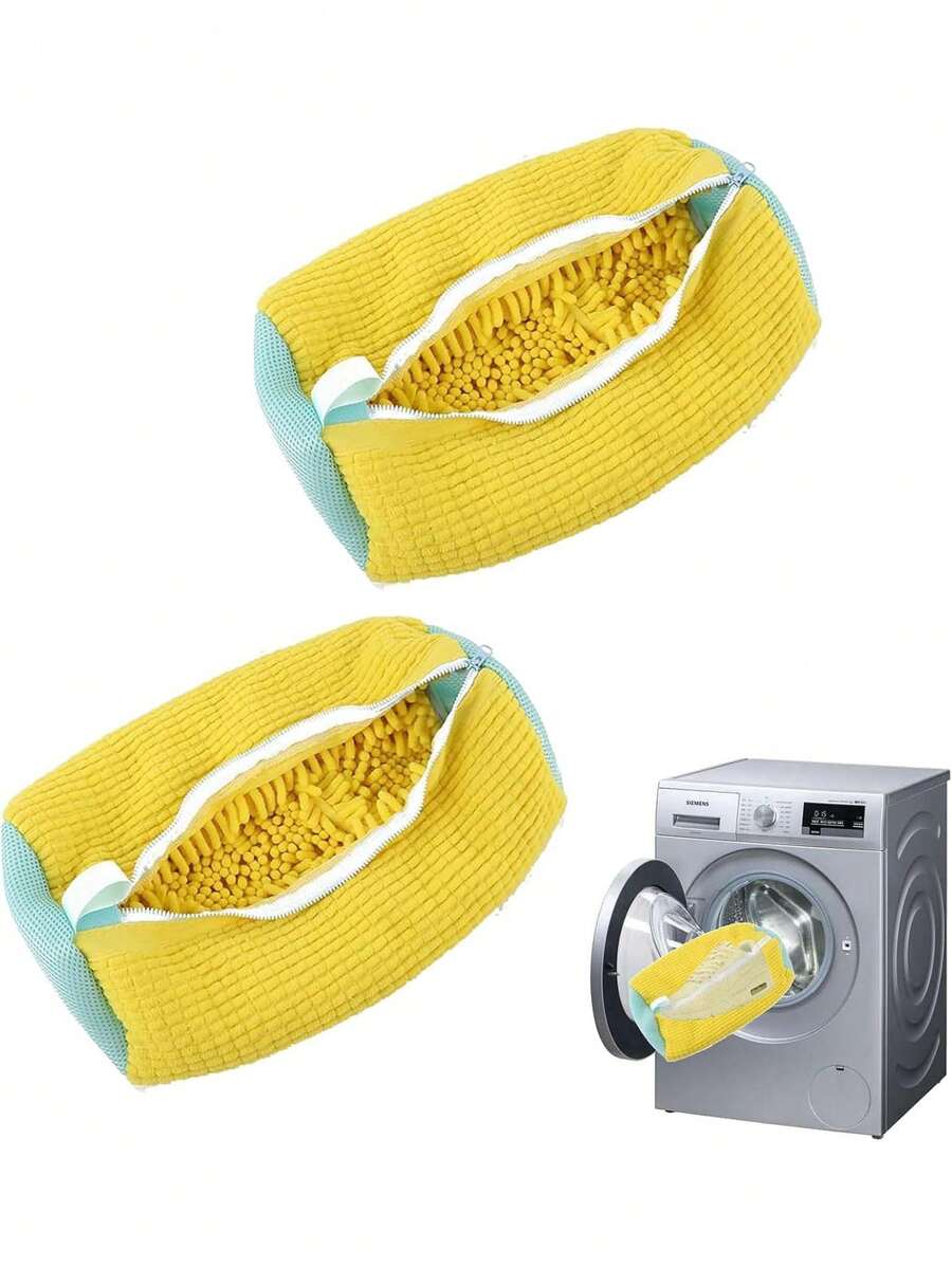 (1/2 peças, Amarelo, Azul, Cinza) Sacos de Limpeza de Sapatos, Sacos de Lavanderia Laváveis, Reutilizáveis para Todos os Tipos e Tamanhos de Sapatos, Sacos de Limpeza Profunda de Sapatos