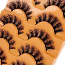 5 对 D 卷蓬松假睫毛，5D 浓密俄罗斯卷长卷效果仿貂皮睫毛条睫毛，睫毛，睫毛，假睫毛 - 黑色 - 查看 8