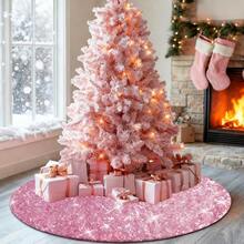 WSXC Pink Tree Skirt Decor 48 Inch Sequin Pink Christmas Tree Skirt Mat For Rose Gold Christmas Decorations - 粉色 - 查看 1