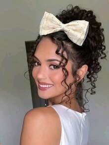 1 pieza Extensión de cabello con cola de caballo de 8 pulgadas [Cola de caballo rizada + Lazo de cinta beige/azul/morado/rosa] Pelucas y extensiones sintéticas de cola de caballo con lazo elástico para niños y mujeres, adecuadas para uso diario, regalos de Navidad, pelucas y accesorios de graduación - Negro natural - Ver 7