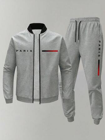 Men's Casual Outdoor Sports Hiking Simple Stylish Jacket And Pants Set, Autumn/Winter