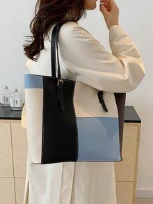 32*12*28厘米 时尚大容量多口袋单肩手提包，休闲女士大包，适合装笔记本电脑，简约风格，休闲度假之选 - 藍色 - 查看 8