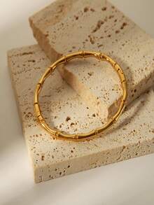 1件/2件/3件 简约复古球形竹结不锈钢镀金手镯，女士日常配饰，送给女孩、女士、亲戚、朋友的礼物，生日、情人节礼物 - 金色 - 查看 11