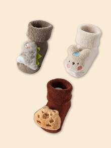 1 Par/3 Pares, Juego de calcetines largos para bebé, Botitas de peluche de dinosaurio, oveja y oso para bebés, Calcetines de felpa suave para invierno, Regalos para recién nacidos durante todo el año - Multicolor - Ver 13