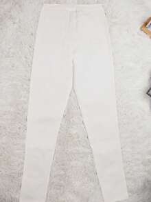 High Waist Stretchy Button Front Slant Pocket Skinny Jeggings Dress Pants