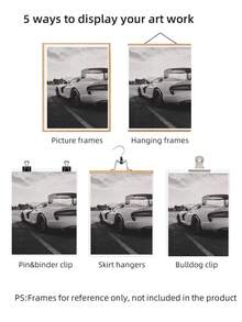 1幅无框道奇蝰蛇精美艺术版画，黑白跑车摄影，复古风格汽车墙饰，男士专属空间装饰，阳刚家居装饰，送给汽车爱好者的礼物 - 彩色 - 查看 6