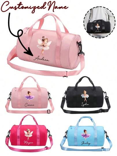 Personalized Name Dance Bag - Various Ballet Girl Patterns Available, Waterproof Sports Bag, Multifunctional Crossbody Travel Fitness Bag, Large Capacity Gym Bag, Fashionable And Durable Dance Gear Storage Bag, Ideal For Dancers, Athletes And Daily Use, Perfect For Practice, Performance, Workout And Travel, Also A Great Gift For Easter, Christmas And Valentine's Day.