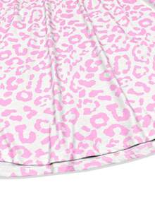 Women's Casual Leopard Print Round Neck Loose Short Sleeve Dress, Spring/Autumn - Pink - View 4