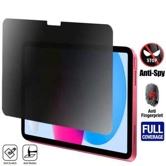 1 Paquete de Protector de Pantalla de Vidrio Templado con Privacidad para iPad Mini 5/6, iPad 10/11, iPad 7/8/9, iPad Air 4/Air 5 - Acabado Brillante, Dureza 9H, Tacto Suave, Fácil de Limpiar, Protección de Privacidad Mejorada | Protector de Pantalla Elegante y Duradero