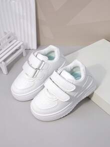 Giày thể thao thời trang trẻ em, giày thường ngày cổ thấp màu đen và trắng, đa năng cho bé trai và bé gái, mùa xuân/thu - trắng - Xem 5