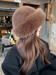 1pc Faux Fur Women Bucket Hat, Casual Outdoor, Hiking, Cycling, Travel, Warm And Ear Protection, Autumn/Winter