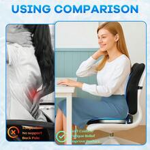WSXC Gel-Infused Seat Cushion And Memory Foam Lumbar Pillow SetNon-Slip Bottom Breathable Mesh Cover Portable Handle - Ergonomic Support For Office Chair Cushion Car Seat Cushion And Wheelchair Black - 黑色 - 查看 4