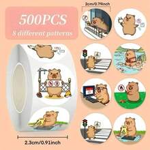 500张水豚贴纸 - PVC材质，自粘式，可爱动物图案，闪光效果，适用于笔记本电脑、剪贴簿、手机、滑板、吉他等 - 是DIY项目和节日礼物的理想之选，笔记本贴纸|趣味贴纸|贴纸 - 彩色 - 查看 4