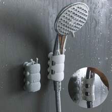 5 piezas Soporte de ducha de silicona gris - 3.46x1.69 pulgadas Montaje en pared con ventosa sin taladrar, accesorios de baño desmontables de fácil instalación - Multicolor - Ver 9