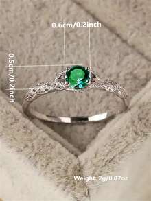 1 PC Elegant Cubic Zirconia Ring For Women For Wedding Engagement Anniversary Party Jewelry Valentine's Day Gift - Green - View 6