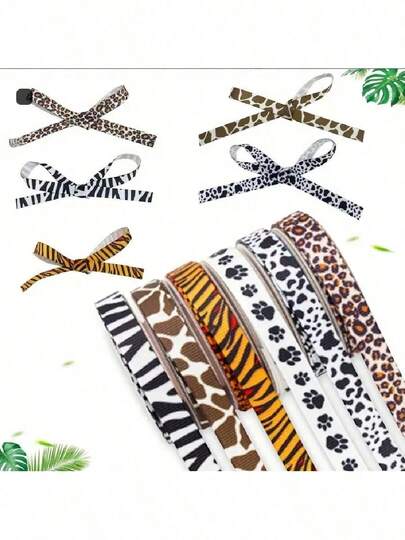 1cm X 5yards Leopard, Zebra, Cow, Giraffe, Puppy Paw Print, Ribbon Printed Satin Ribbon, Handmade Bow Decorative Accessories For Clothing