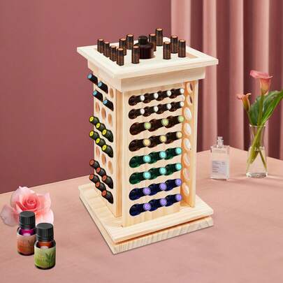 Wooden Essential Oil Display Stand-Log Color. Essential Oil Bottle Display Rack