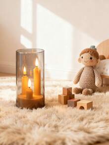 3-Wick Flameless LED Candle, Battery Operated, Suitable For Halloween, Romantic Weddings, Home Decor, Etc. - White - View 1