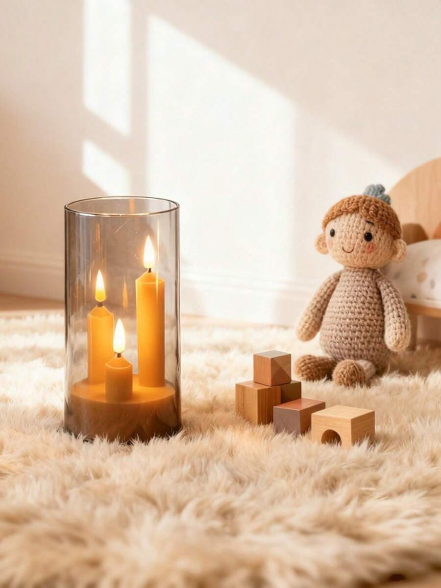 3-Wick Flameless LED Candle, Battery Operated, Suitable For Halloween, Romantic Weddings, Home Decor, Etc. - White - View 1