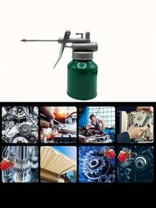 1pc 250ml Manual Grease Gun - Durable Metal Oil Can With Long Nozzle, Suitable For Automotive And Machinery Industry Grease Pumps, Green/Red, High Quality Construction