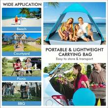 The Fully Automatic Beach Tent Is Easy To Carry, Durable, And Foldable. It Protects You From Sunlight And Provides UV Protection. The Back Panel Adopts Mesh Curtains, Which Can Be Opened In Summer To Increase Coolness. Suitable For Outdoor Beaches, Courtyard Lawns, Camping And Rest, It Is An Excellent Gift For Valentine's Day And Summer. - 彩色 - 查看 5