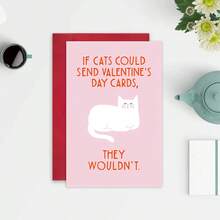 1张趣味创意节日贺卡/情人节贺卡/猫咪爱好者生日贺卡/送给她的生日贺卡/送给他的贺卡 - 紅色 - 查看 5
