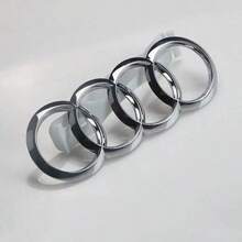 1pc Audi Silver & Black ABS 4-Ring Front Engine Hood Luggage Sticker Logo, Fit For Audi A3 A4 A5 A7