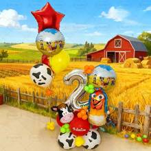 Bộ 49 bóng trang trí tiệc theo chủ đề trang trại, bao gồm bóng bay số bạc 32", bóng bay tròn trang trại 18", bóng bay ngôi sao đỏ 18", bóng bay hình con gà, bóng bay cao su hình con bò, thích hợp cho tiệc sinh nhật, tiệc chào đón em bé, kỷ niệm, trang trí trang trại, quà tặng bất ngờ cho con trai/con gái - Bạc - Xem 3