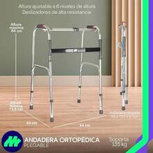 MEDICAL STORE Andadera de Lujo Adulto Tercera Edad Con Ruedas Modelo Fabricada En Acero De Alta Resistencia Altura Ajustable 6 Alturas y Plegable Por Medio de Palancas. - Gris Normal - Ver 8