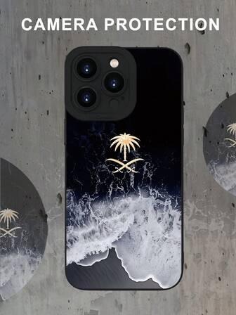 Funda de teléfono de lujo, a la moda y popular, personalizada, con diseño de tema de palma dorada y espadas cruzadas con patrón de olas, resistente a golpes, estética y linda, con protección contra la protuberancia de la lente, compatible con iPhone 17/17Pro/17Pro Max, 16, 15, 14, 13, 12, 11 Plus/Pro Max y series, y compatible con la serie Galaxy S/A, regalo para el Día de Pascua, decoración/regalo de Navidad, Halloween, cumpleaños, novia, novio, amigo o para ti mismo.