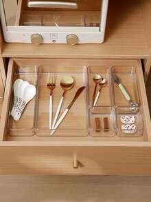 Estante de exhibición de maquillaje y caja de almacenamiento de cosméticos - Caja de almacenamiento con cajones transparentes, caja de almacenamiento de cosméticos para escritorio, contenedor de almacenamiento multiusos compartimentado, organizador de suministros de oficina, organizador de tocador y escritorio, juego de almacenamiento con cajones de varios tamaños, caja de almacenamiento de cosméticos, decoración del hogar, accesorios de baño - transparente - Ver 3