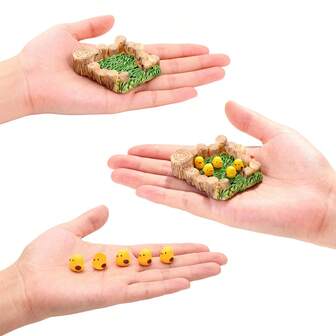 Vintage & Adorable DIY Miniature World: 1 Resin Ancient Tree Stump With + 5 Detachable Cute Chick Figurines (Includes 5 No-Trace Adhesive Pads). Perfect For Car, Study, Living Room, Kitchen, Bathroom, Shelf, Or Desk. Create Your Own Fairy Garden Scenes – Place Chicks Freely On The Stump Or Separately For Endless Charming Displays & Home Decor DIY Fun!