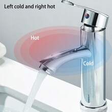 1件套浴室黑色冷热水混合水龙头，适用于盥洗台、厨房台面安装式浴室水槽，浴室水龙头，浴室配件，浴室工具 - 銀色 - 查看 4