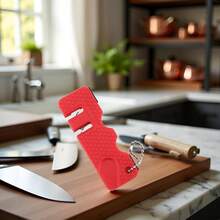 Sacapuntas de cuchillos de cocina, piedra de afilar al aire ltima intervensin para bolsillo de cocina, afilador de cuchillos afilados, tijeras herramienta de piedra de afilar piedra de - Rojo (China Red) - Ver 5