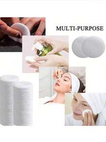 200/100pcs Disposable Round Makeup Remover Pads, Makeup Remover Pads, Travel Cleansing Set, 5.8*5.8cm, 3-Ply Thickened, Double-Sided Dual-Effect Cleansing Disposable Makeup Remover Pads - Multicolor - View 4
