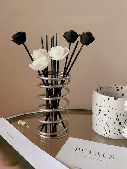 Black Rose Aroma Diffuser Sticks, Home Decor White Rose Artificial Flowers