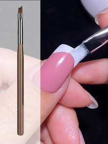 3pcs Acrylic Nail Art Brush Set, Including Painting Brush, UV Gel Brush, Building Rope Brush, Sweeping Brush And Acrylic Long Rod - Coffee Brown - View 2