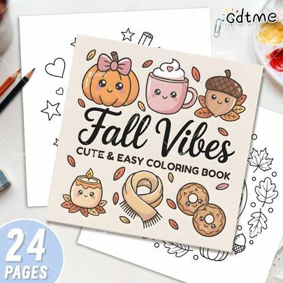 GDTME Children's Coloring Book "Autumn Atmosphere": Bold And Simple Pattern Coloring Book, Suitable For Adults, Cute Painting Book, Perfect Gift For Christmas Party, Halloween And Birthday - Warm Scene Coloring, Stress Relief: Suitable For Friends Who Like Coloring And Back To School Season (Warm Space Coloring)
