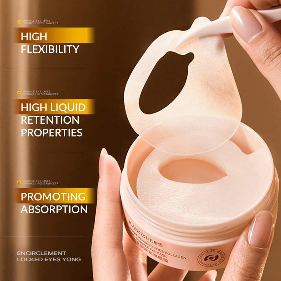 60片肽胶原蛋白抗皱眼膜 70克，抗皱、紧致、保湿眼膜，改善细纹，减少眼袋和黑眼圈，增加弹性，深层滋养，适合所有肤质 - 白色 - 查看 1