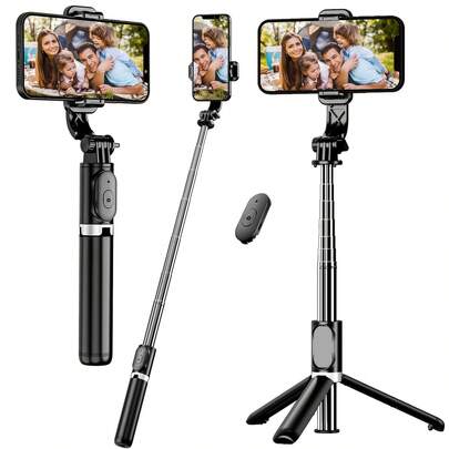 1pc Black Expandable Tripod, Portable Phone Selfie Stick With 360° Rotation, Anti-Shake, Photography Tool, Multifunctional Selfie Stick Compatible With IPhone//Android Smartphones For Winter Vacation, Travel, Outdoor Activities, Live Streaming, Stable Recording Vacation Travel Outdoor Activities Live Streaming Stable Recording Vlogging Equipment