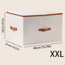 2pcs/1pc Dustproof Storage Box With Lid Large Capacity Foldable Clothes Storage Box Double Thickness Moisture-Proof Storage Box, Under-Bed Storage - Beige - View 10