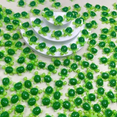 50个迷你树脂乌龟，绿色小海龟摆件，可爱迷你海龟摆件，花园迷你树脂动物，水族箱迷你树脂乌龟，DIY工艺品，家居装饰，派对装饰品