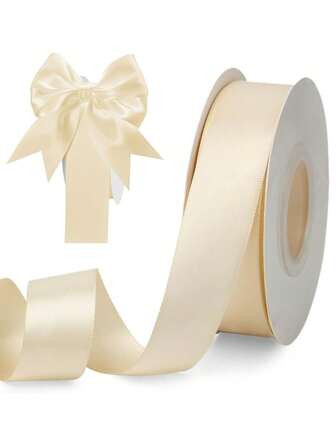2厘米/18米奶油色缎带，花束包装装饰缎带，适用于制作蝴蝶结、花环、婚礼、节日装饰、家居装饰、情人节派对等。